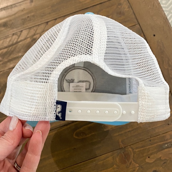 Vineyard Vines Blue and White Trucker Hat with Whale Logo - Picture 2 of 4